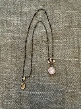 Vintage Anne Koplik Pink Opal-Style Floral Pendant Necklace - Women's Jewelry
